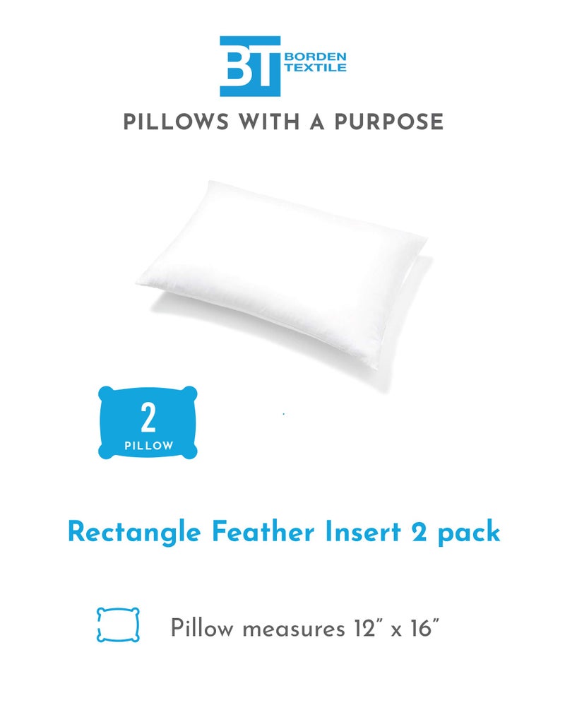 Pillows With A Purpose Pillow Inserts - Pack of 2-12" x 16" Rectangular Decorative Throw or Sham for Couch - Bed - Sofa - Image 2